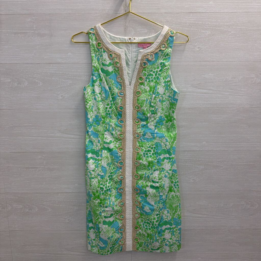Lilly Pulitzer White/ Green Print Janice Shift Dress 2