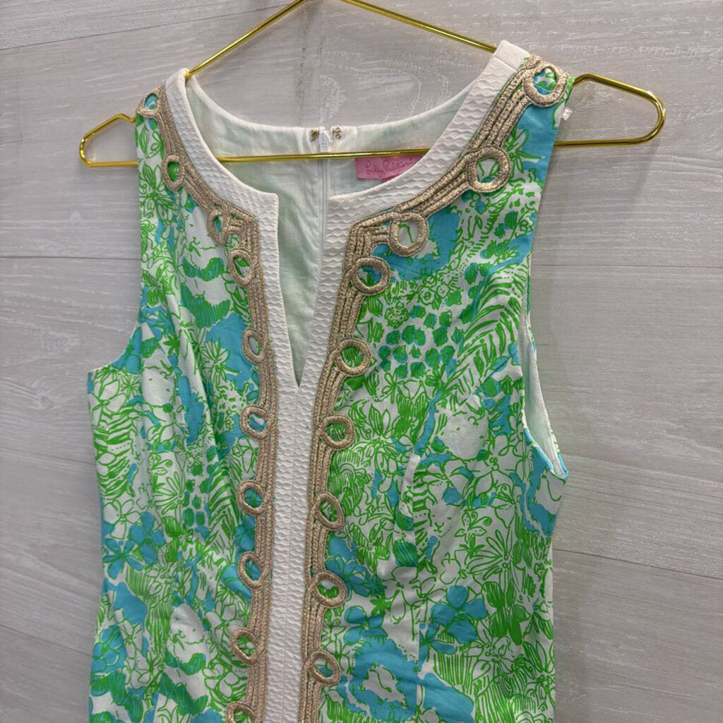 Lilly Pulitzer White/ Green Print Janice Shift Dress 2