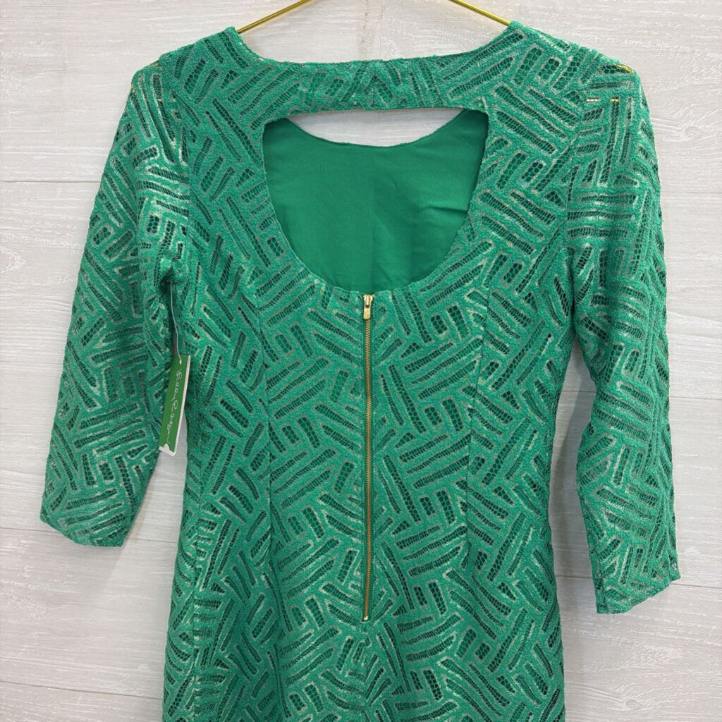Lilly Pulitzer Green Lace Long Sleeve Camellia Dress 0