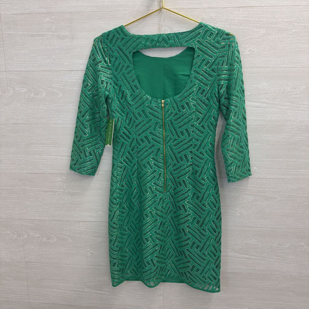 Lilly Pulitzer Green Lace Long Sleeve Camellia Dress 0