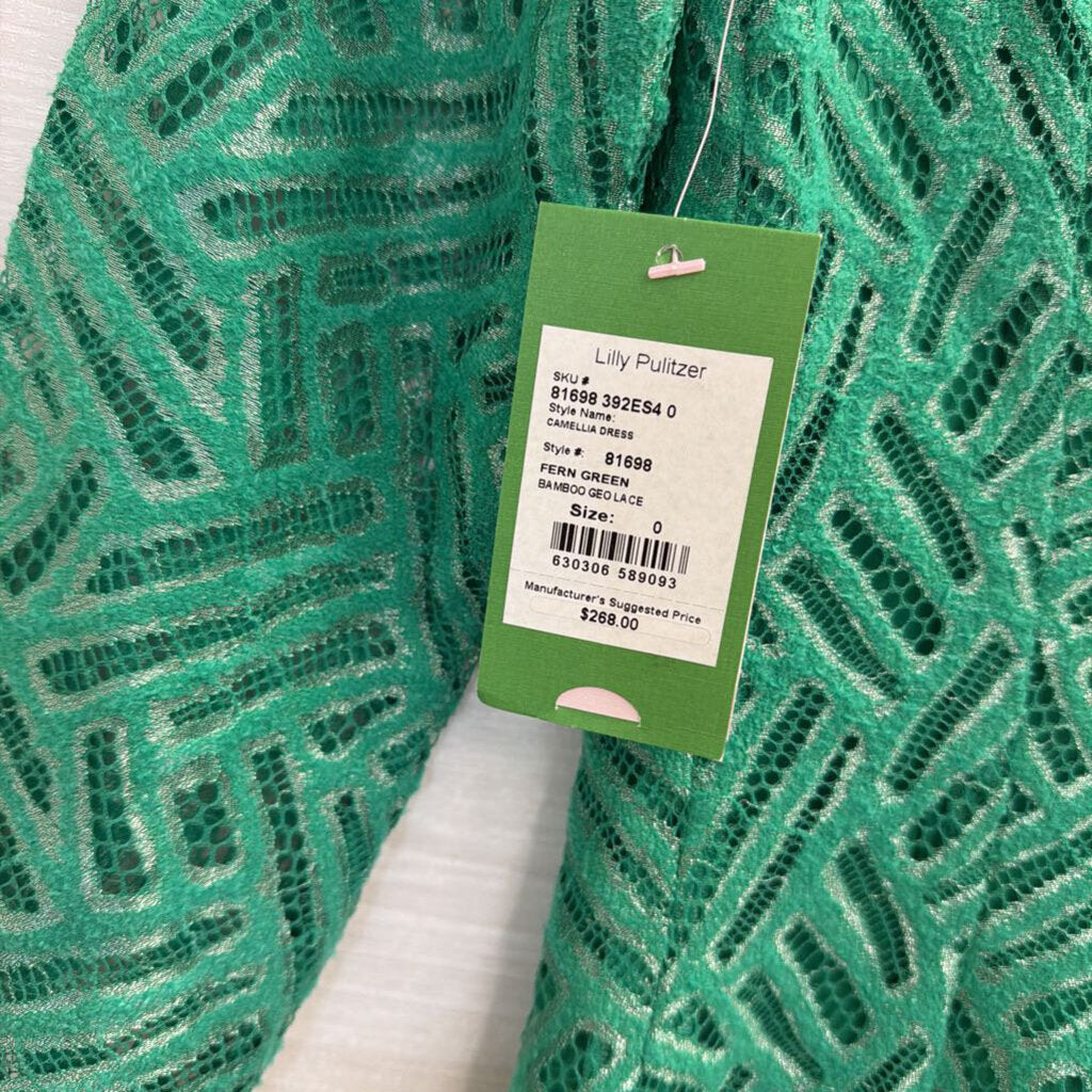 Lilly Pulitzer Green Lace Long Sleeve Camellia Dress 0