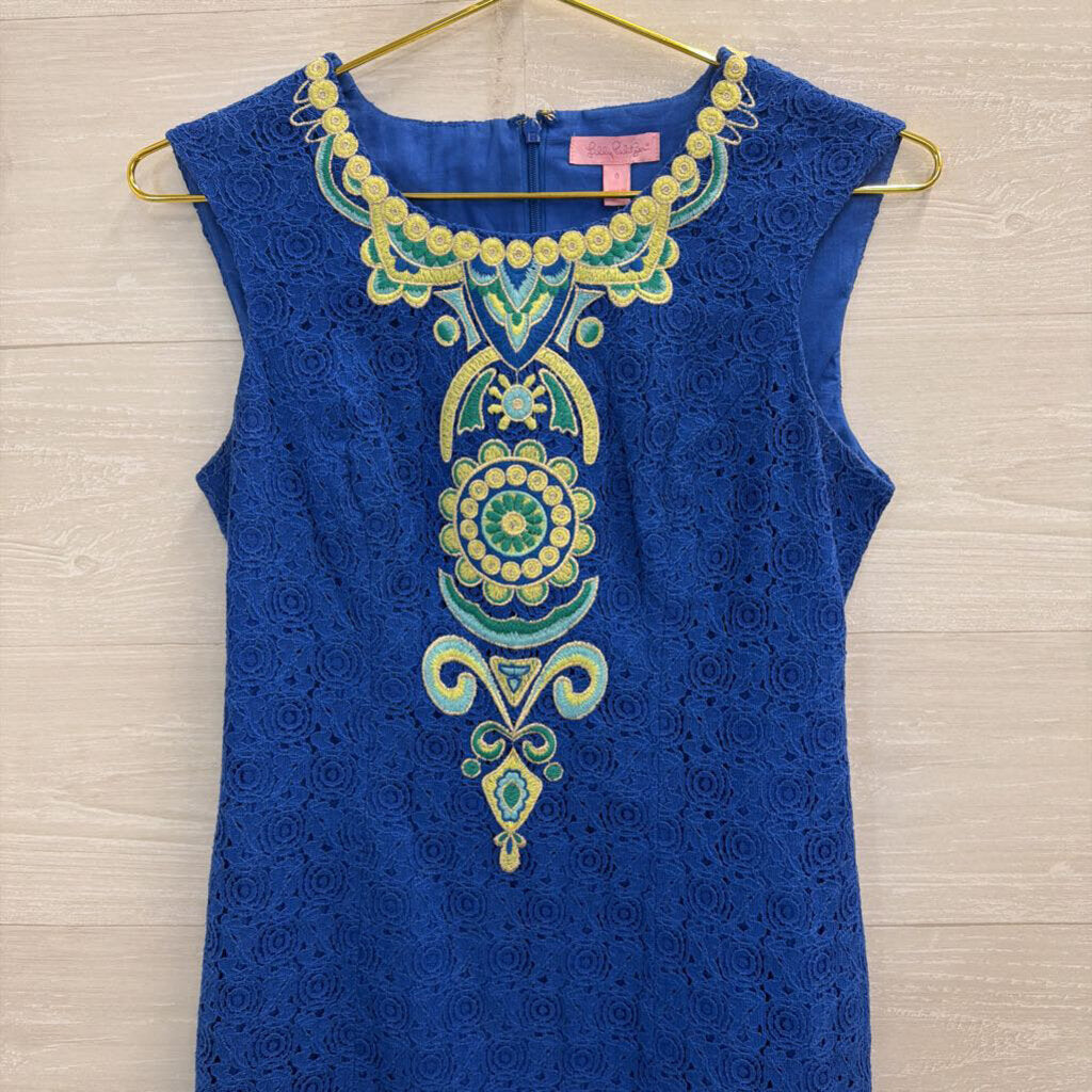 Lilly Pulitzer Blue Lace Valentina Shift Dress 0