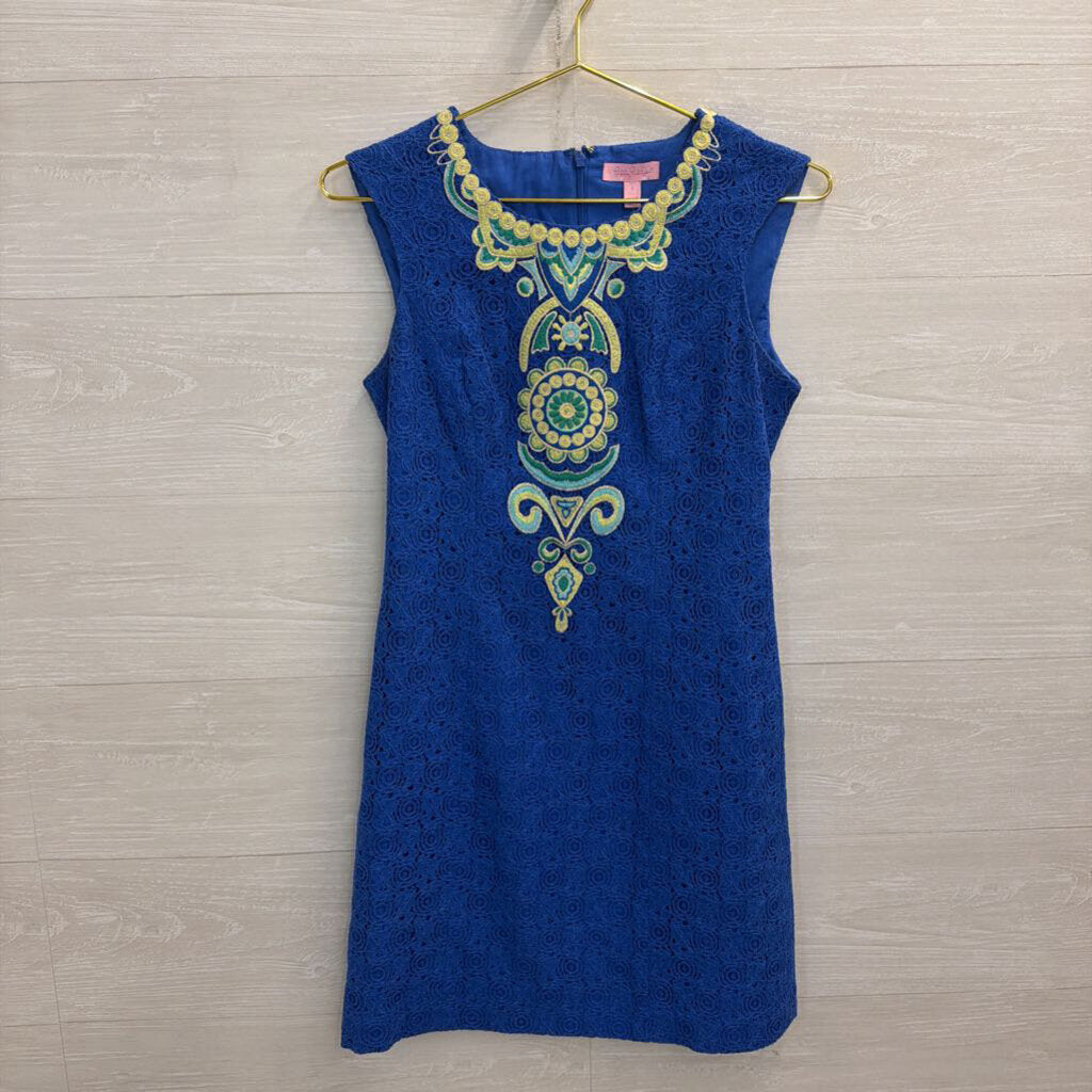 Lilly Pulitzer Blue Lace Valentina Shift Dress 0