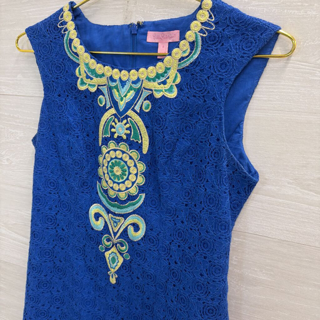 Lilly Pulitzer Blue Lace Valentina Shift Dress 0