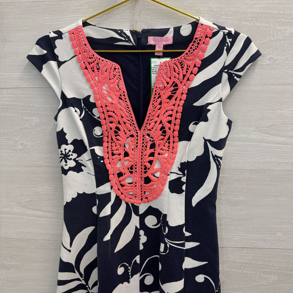 Lilly Pulitzer Navy/ White/ P9ink Briella Dress Extra Small