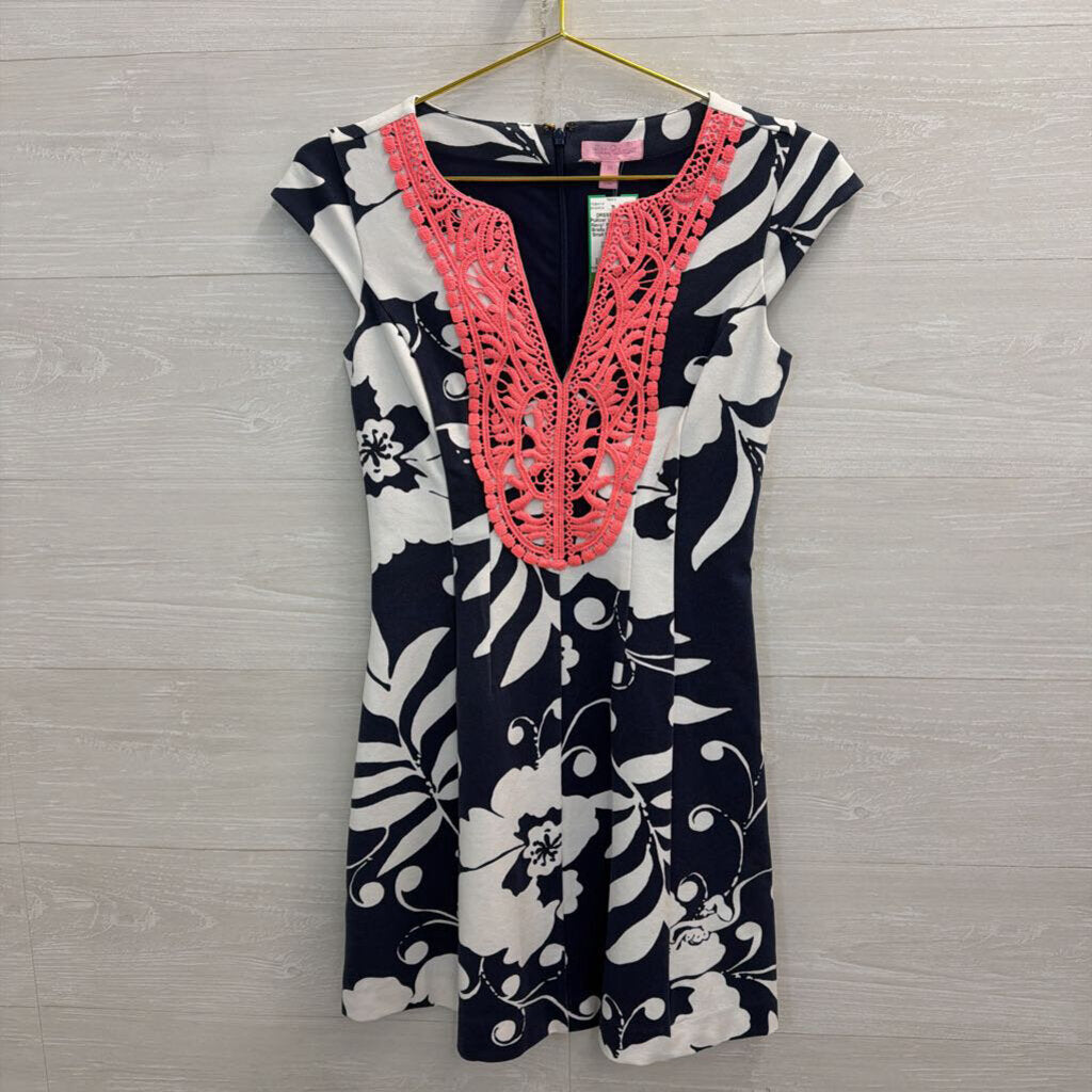 Lilly Pulitzer Navy/ White/ P9ink Briella Dress Extra Small