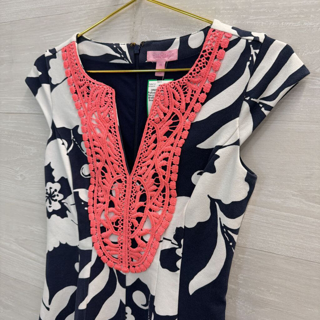 Lilly Pulitzer Navy/ White/ P9ink Briella Dress Extra Small