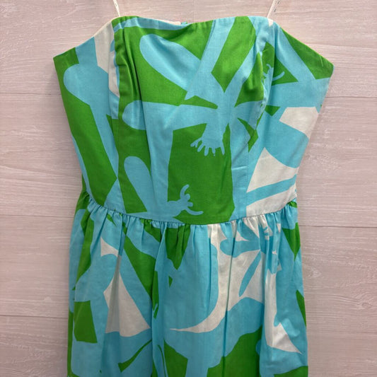 Lilly Pultizer Blue/ Green Print Strapless Lottie Dress 2