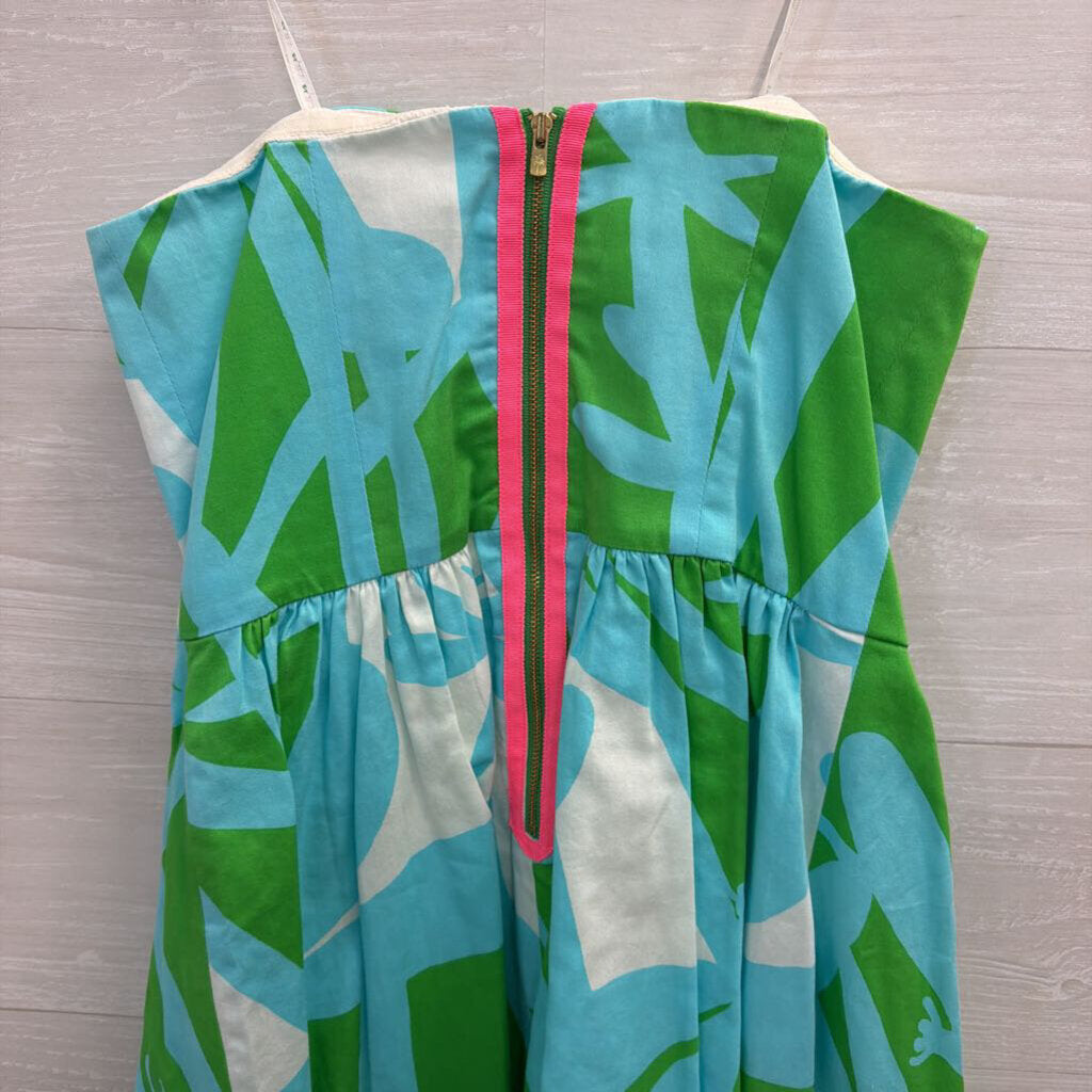 Lilly Pultizer Blue/ Green Print Strapless Lottie Dress 2