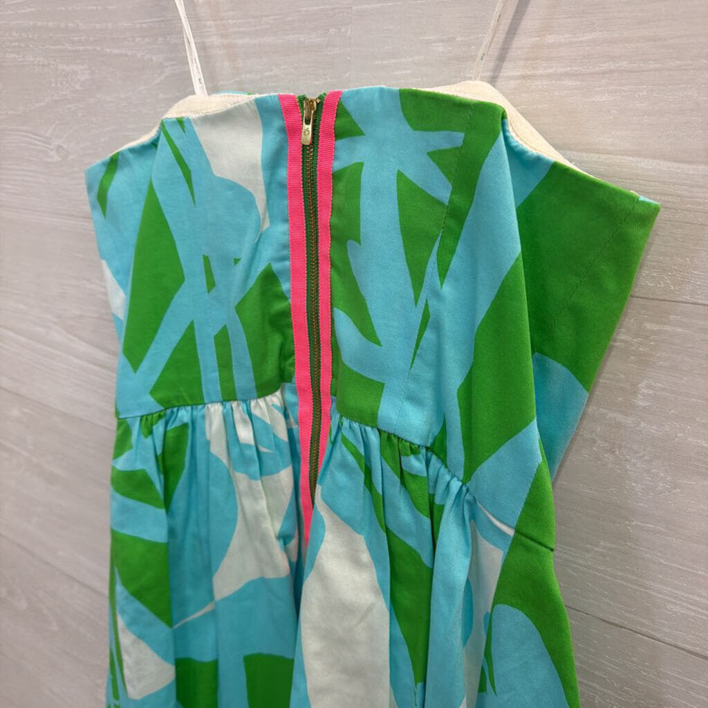 Lilly Pultizer Blue/ Green Print Strapless Lottie Dress 2