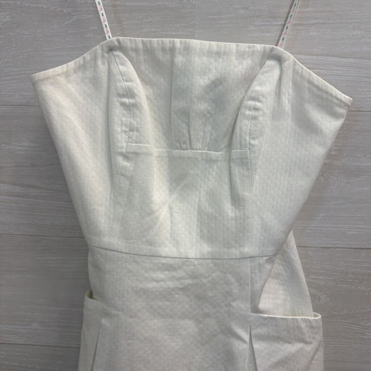 Lilly Pulitzer White/ Blue Embroidered Hem Strapless Lottie Dress 0