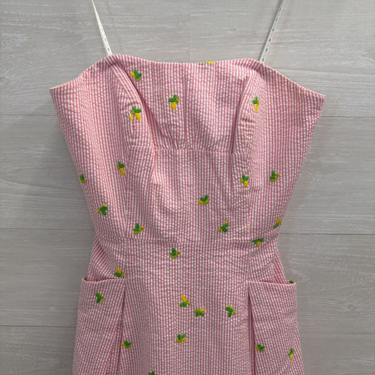 Lilly Pulitzer Pin/ White Seersucker Lemon Print Strapless Lottie Dress 2