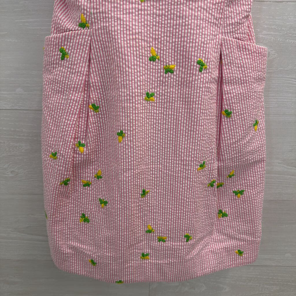 Lilly Pulitzer Pin/ White Seersucker Lemon Print Strapless Lottie Dress 2