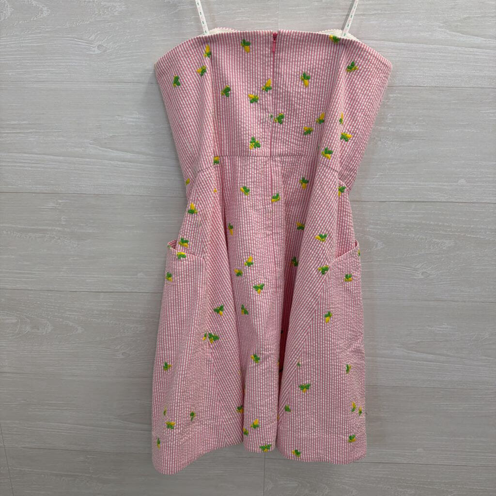Lilly Pulitzer Pin/ White Seersucker Lemon Print Strapless Lottie Dress 2