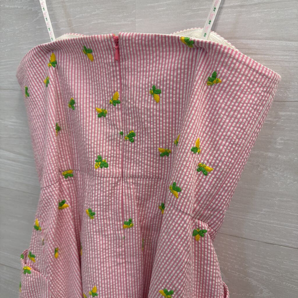 Lilly Pulitzer Pin/ White Seersucker Lemon Print Strapless Lottie Dress 2