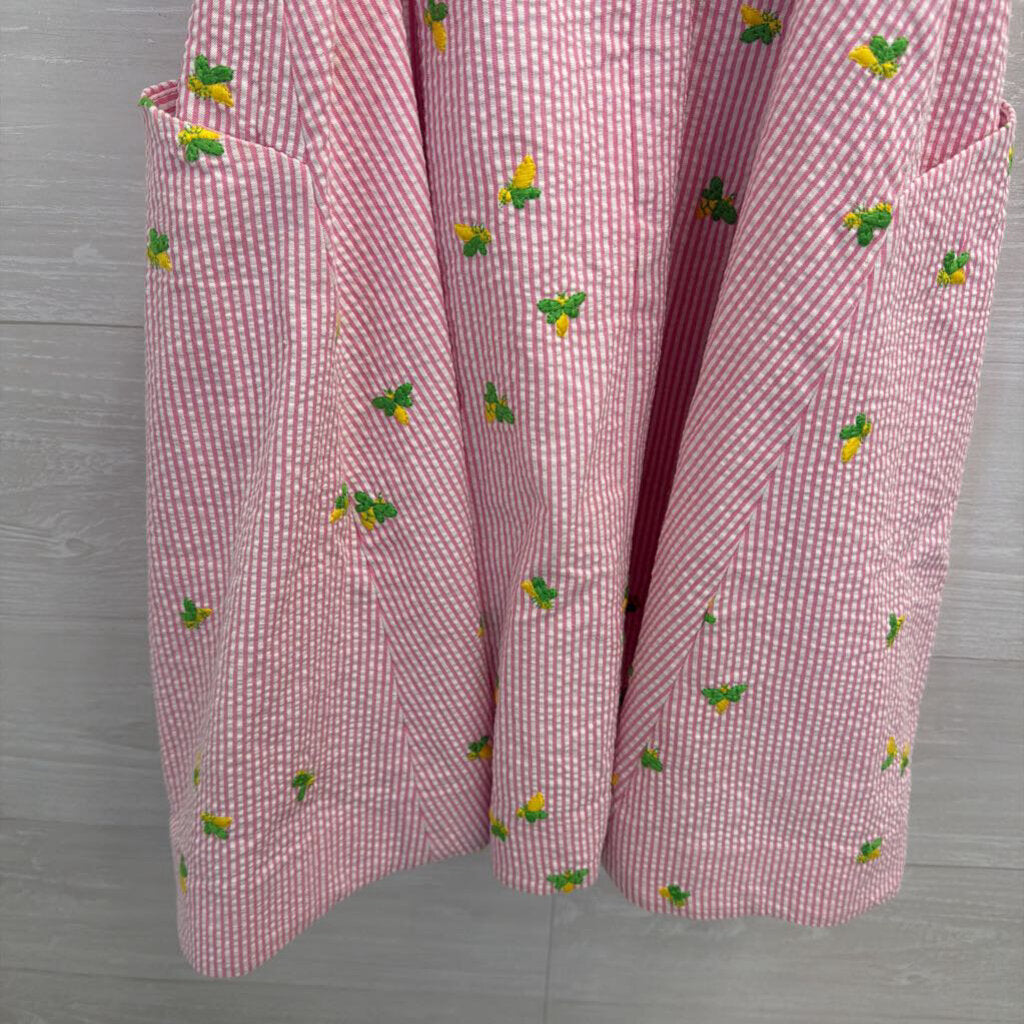 Lilly Pulitzer Pin/ White Seersucker Lemon Print Strapless Lottie Dress 2