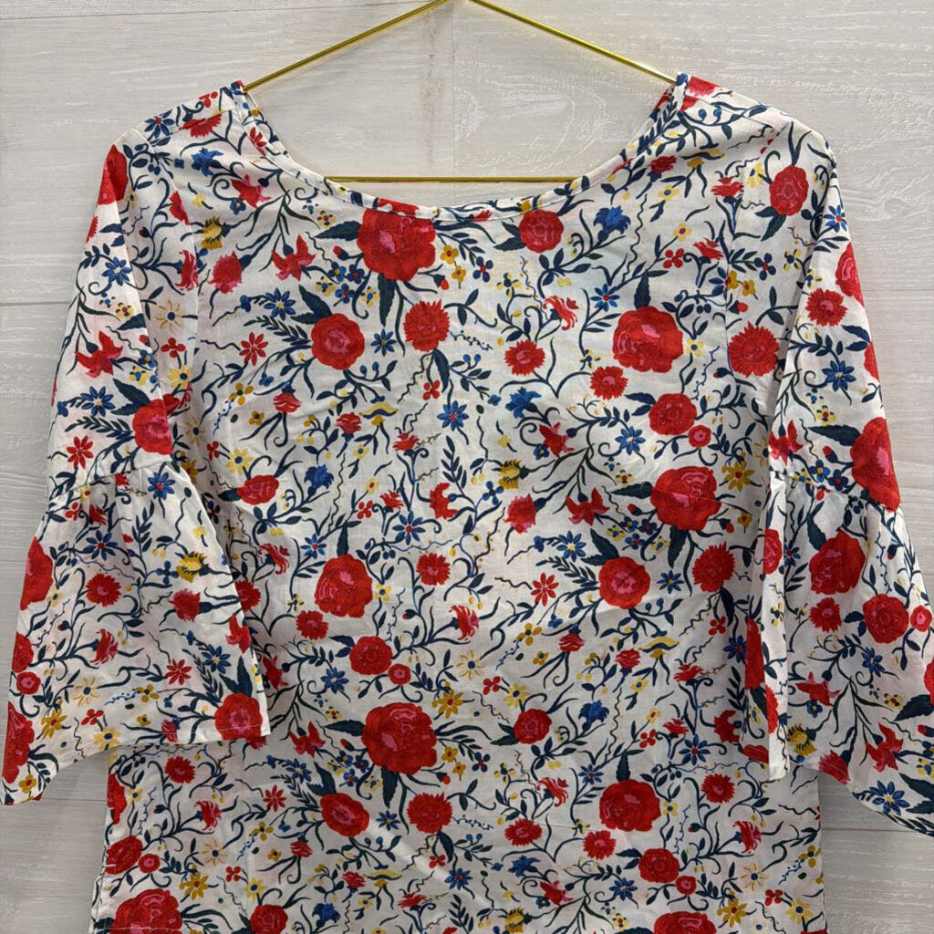 J Crew White/ Multi Floral Print Long Sleeve Top 2