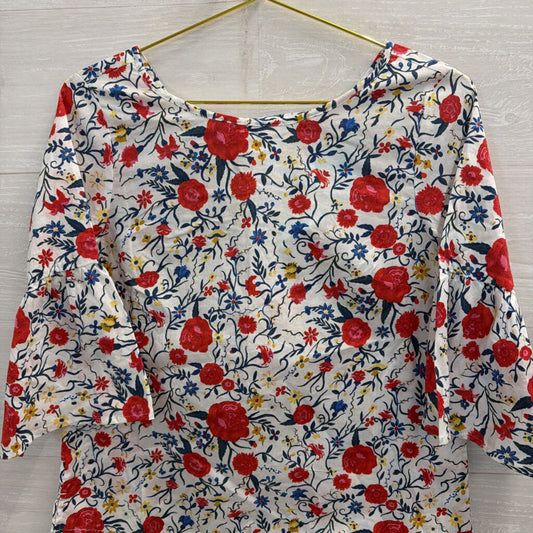J Crew White/ Multi Floral Print Long Sleeve Top 2
