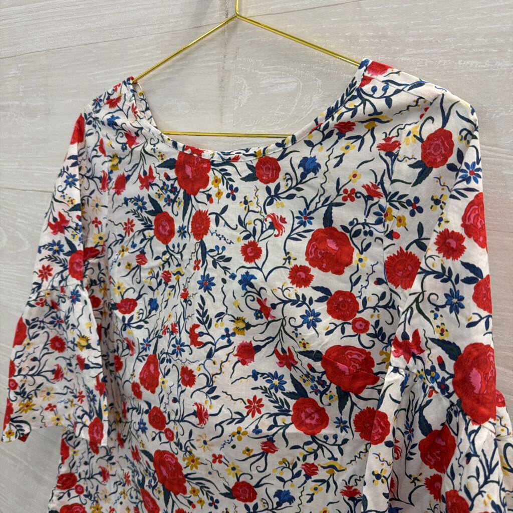 J Crew White/ Multi Floral Print Long Sleeve Top 2
