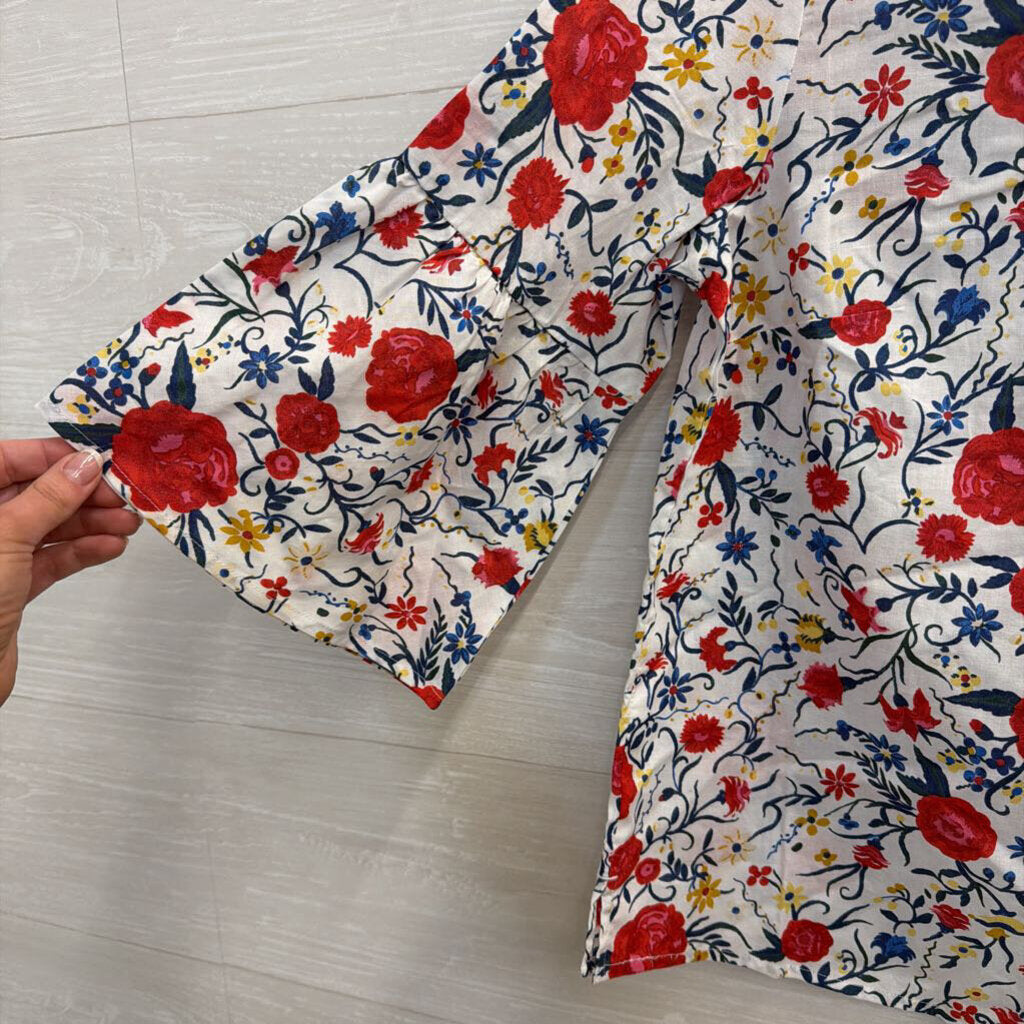 J Crew White/ Multi Floral Print Long Sleeve Top 2