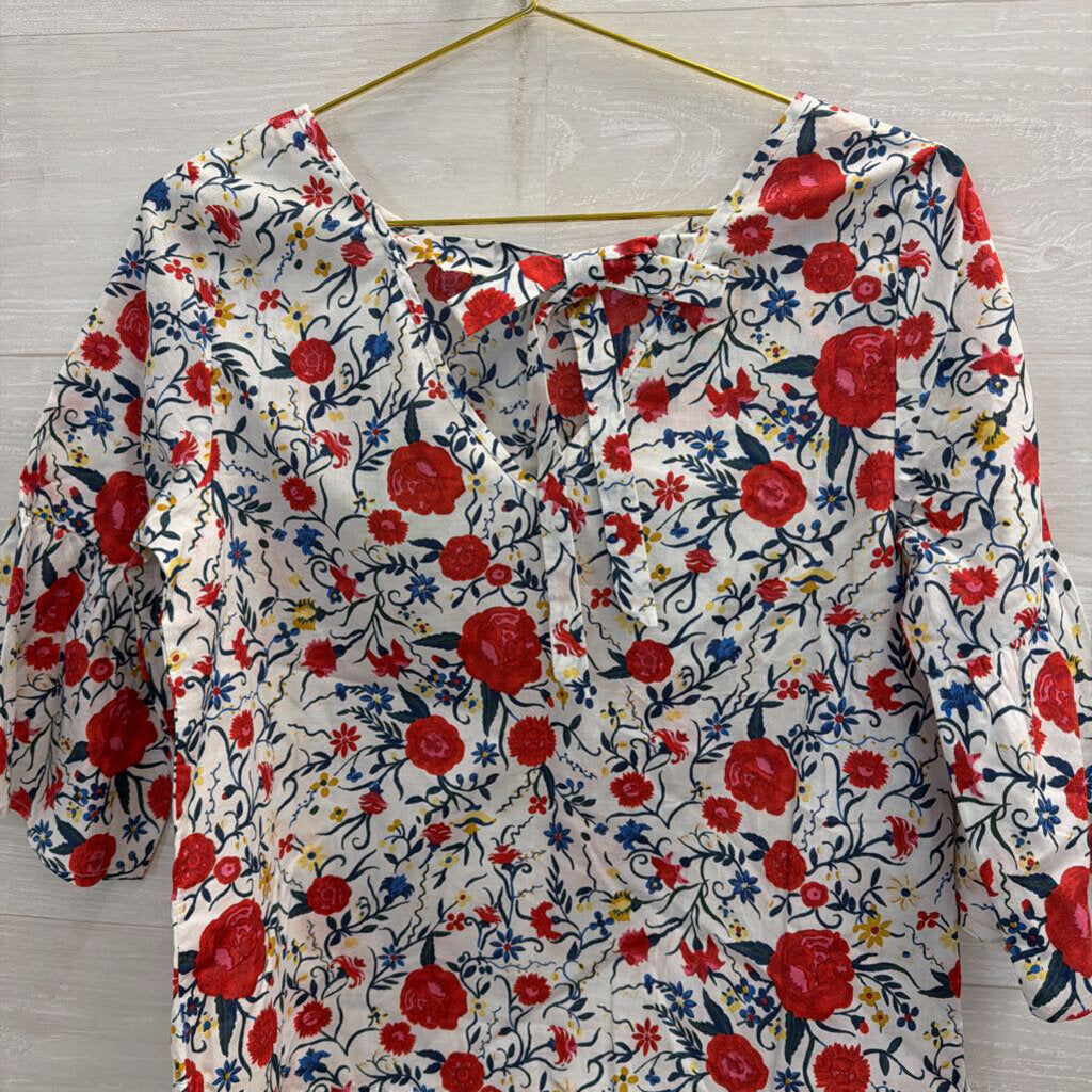J Crew White/ Multi Floral Print Long Sleeve Top 2