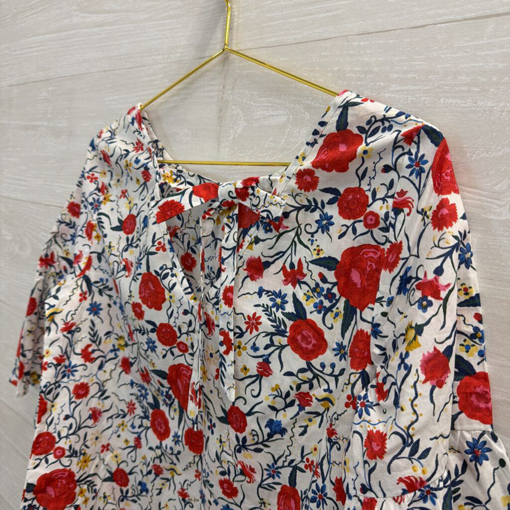 J Crew White/ Multi Floral Print Long Sleeve Top 2
