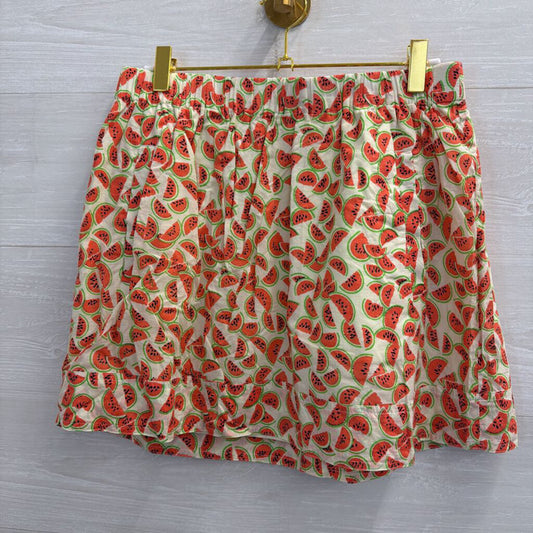 J Crew Beige/ Pink Watermelon Print Skirt Small