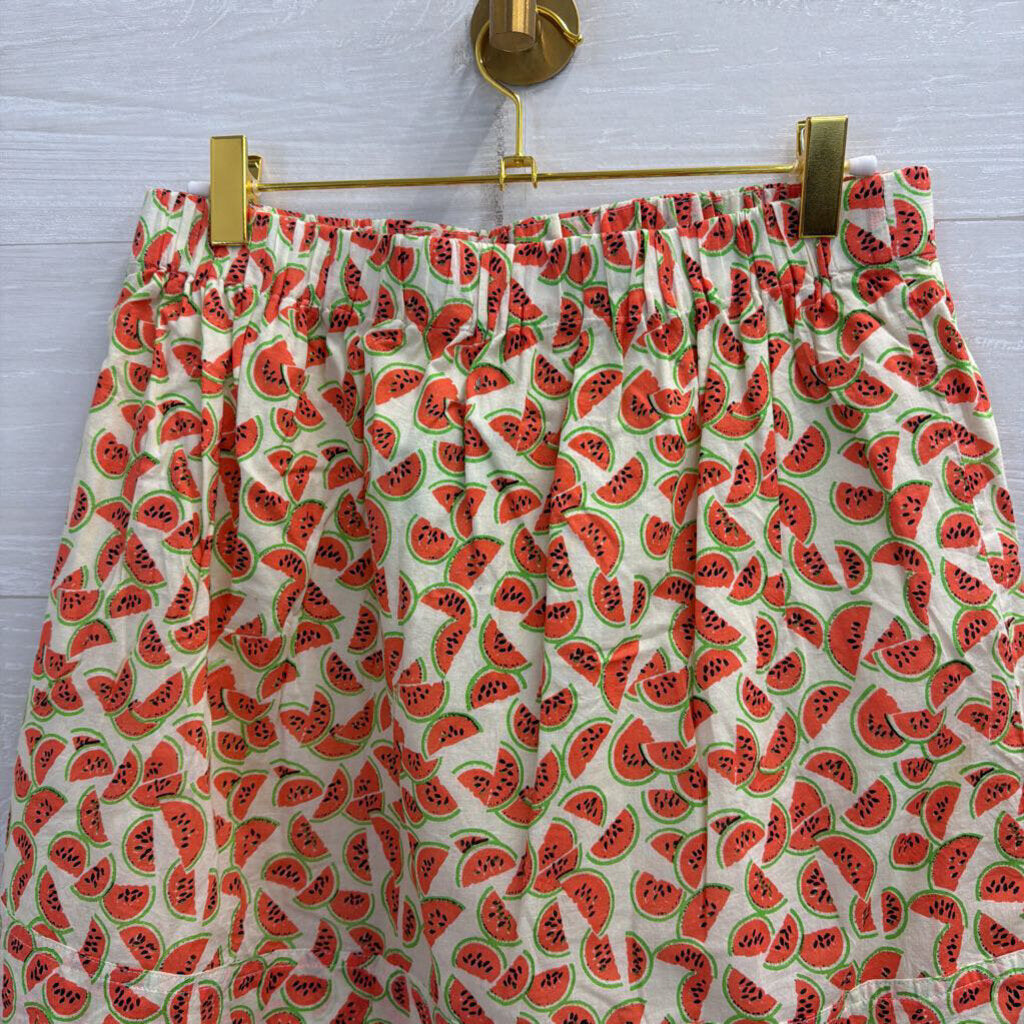 J Crew Beige/ Pink Watermelon Print Skirt Small