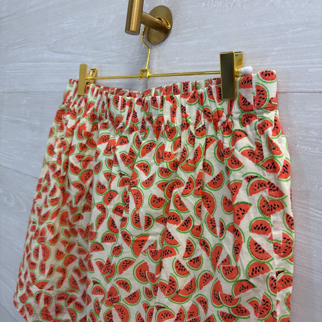 J Crew Beige/ Pink Watermelon Print Skirt Small