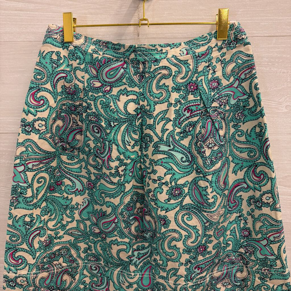 Loft Beige/ Blue Print Skirt 2