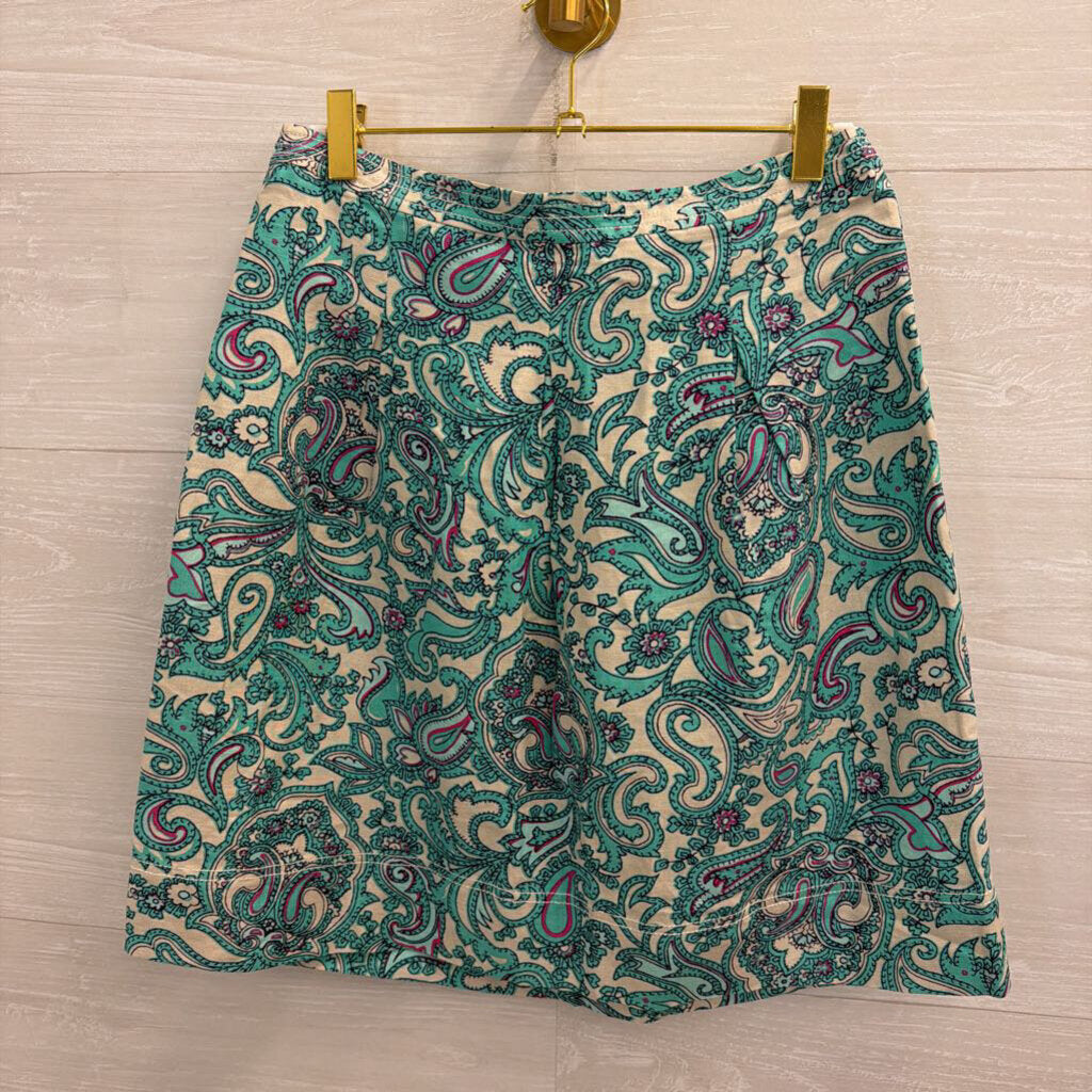 Loft Beige/ Blue Print Skirt 2