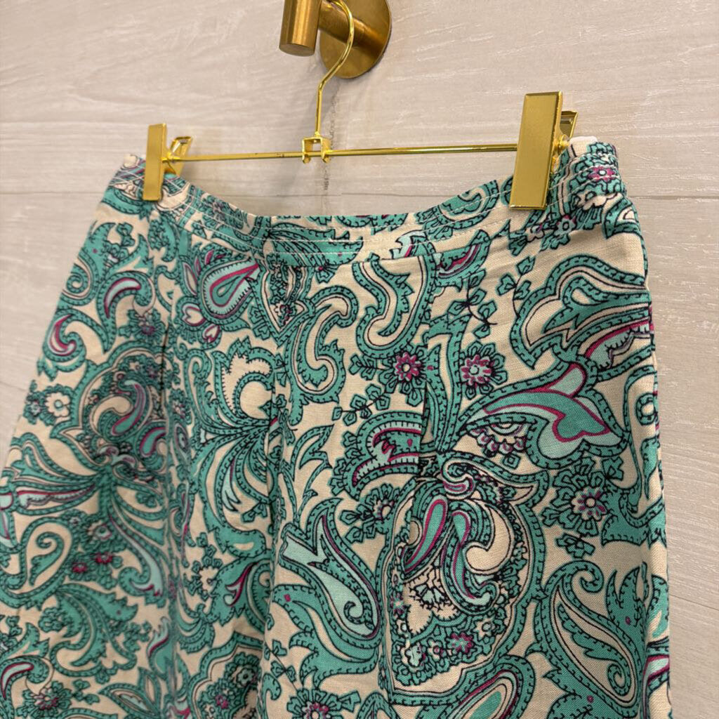 Loft Beige/ Blue Print Skirt 2
