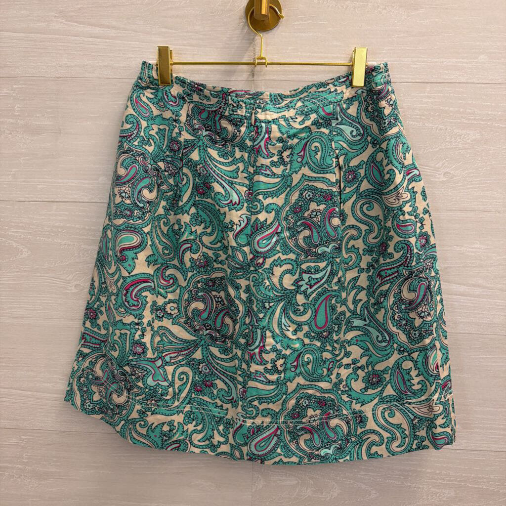Loft Beige/ Blue Print Skirt 2