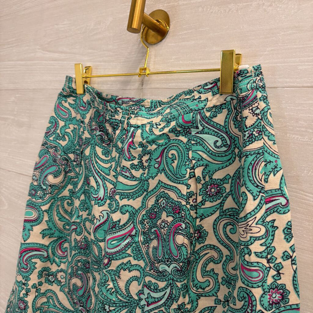 Loft Beige/ Blue Print Skirt 2