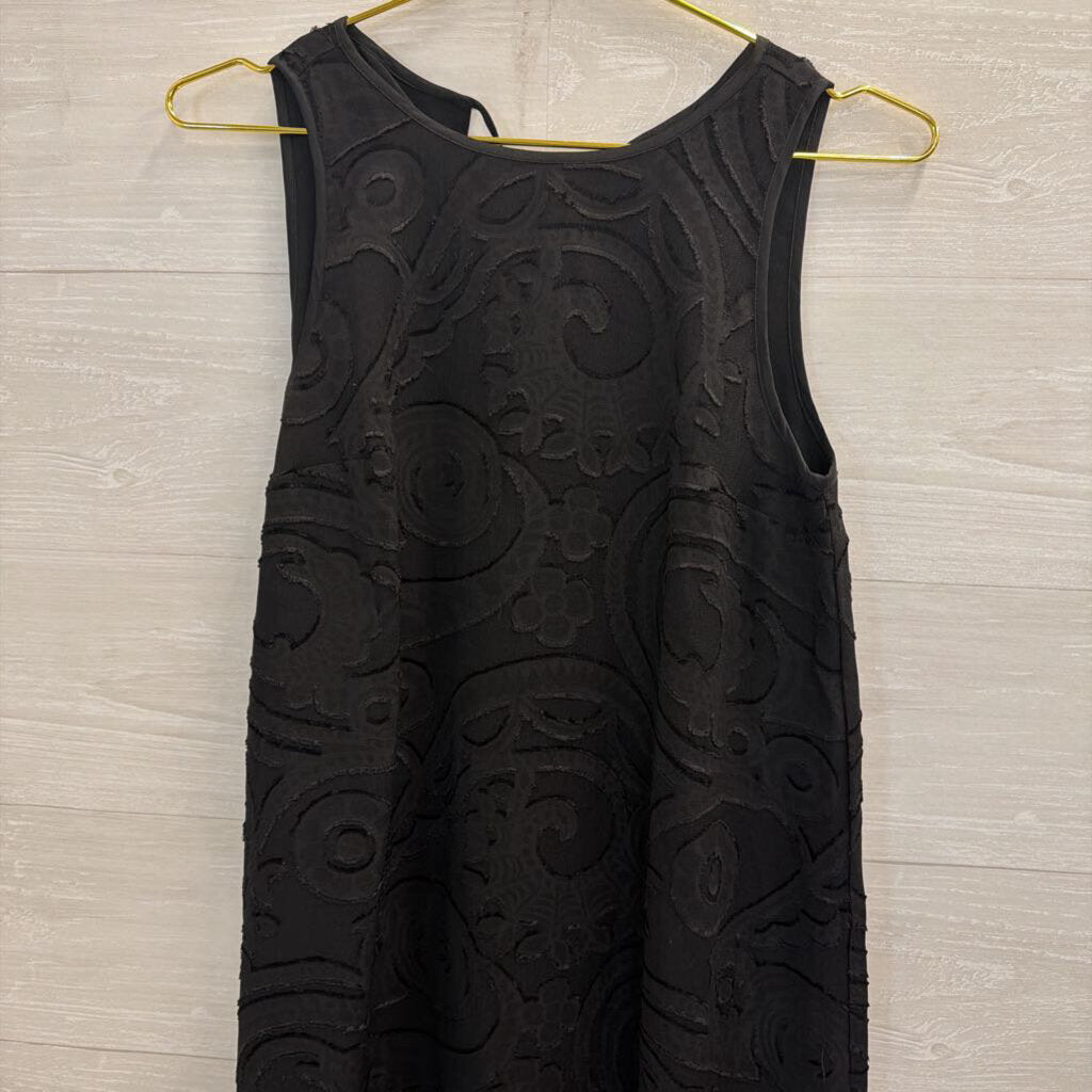 Loft Black Textured Print Shift Dress 0