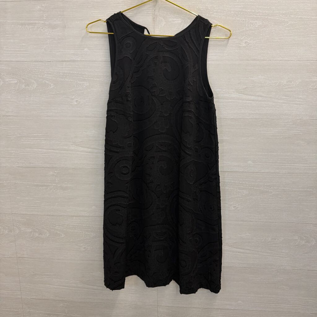 Loft Black Textured Print Shift Dress 0