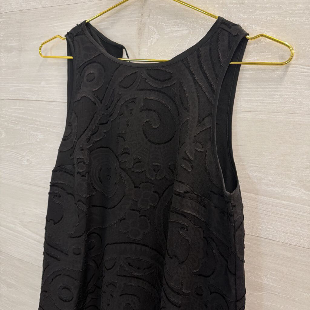 Loft Black Textured Print Shift Dress 0