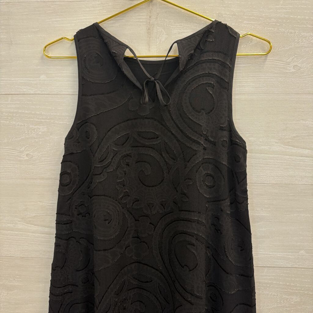 Loft Black Textured Print Shift Dress 0