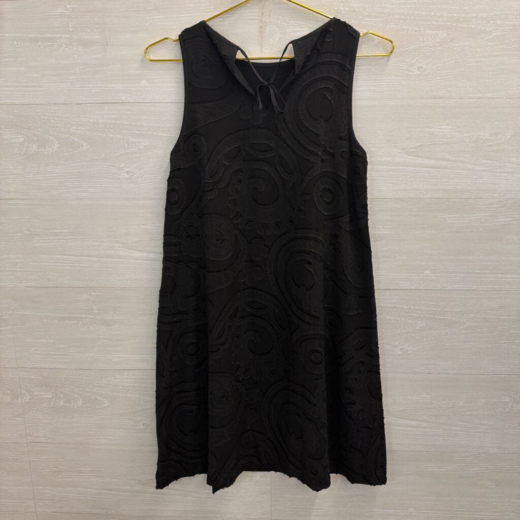 Loft Black Textured Print Shift Dress 0