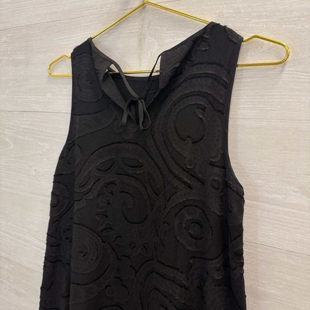 Loft Black Textured Print Shift Dress 0