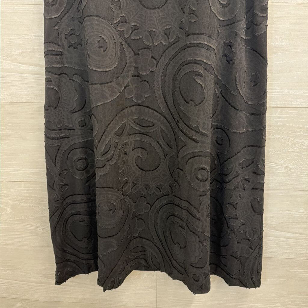 Loft Black Textured Print Shift Dress 0