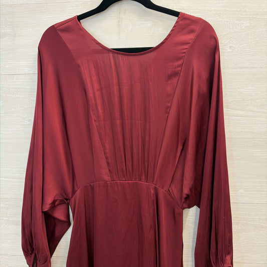 ASTR Burgundy Silky Long Sleeve Maxi Dress Medium