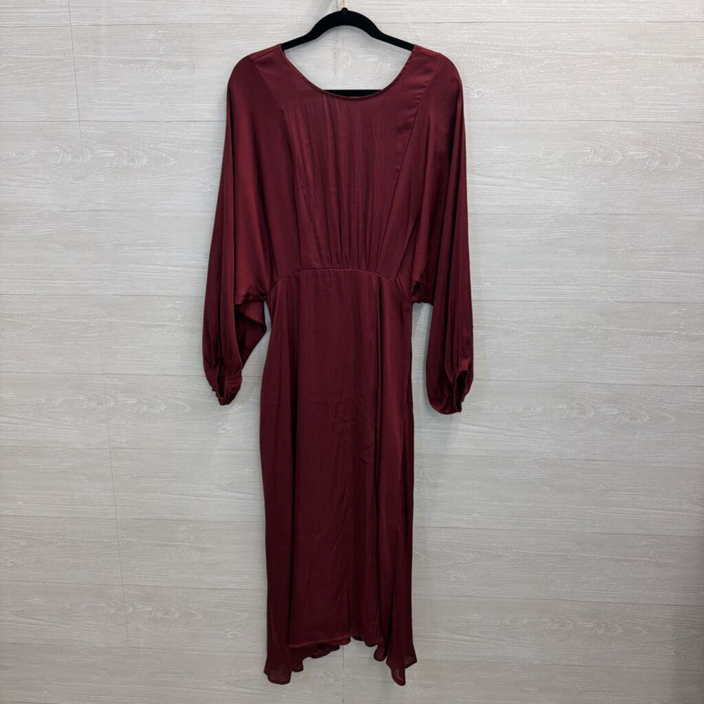 ASTR Burgundy Silky Long Sleeve Maxi Dress Medium