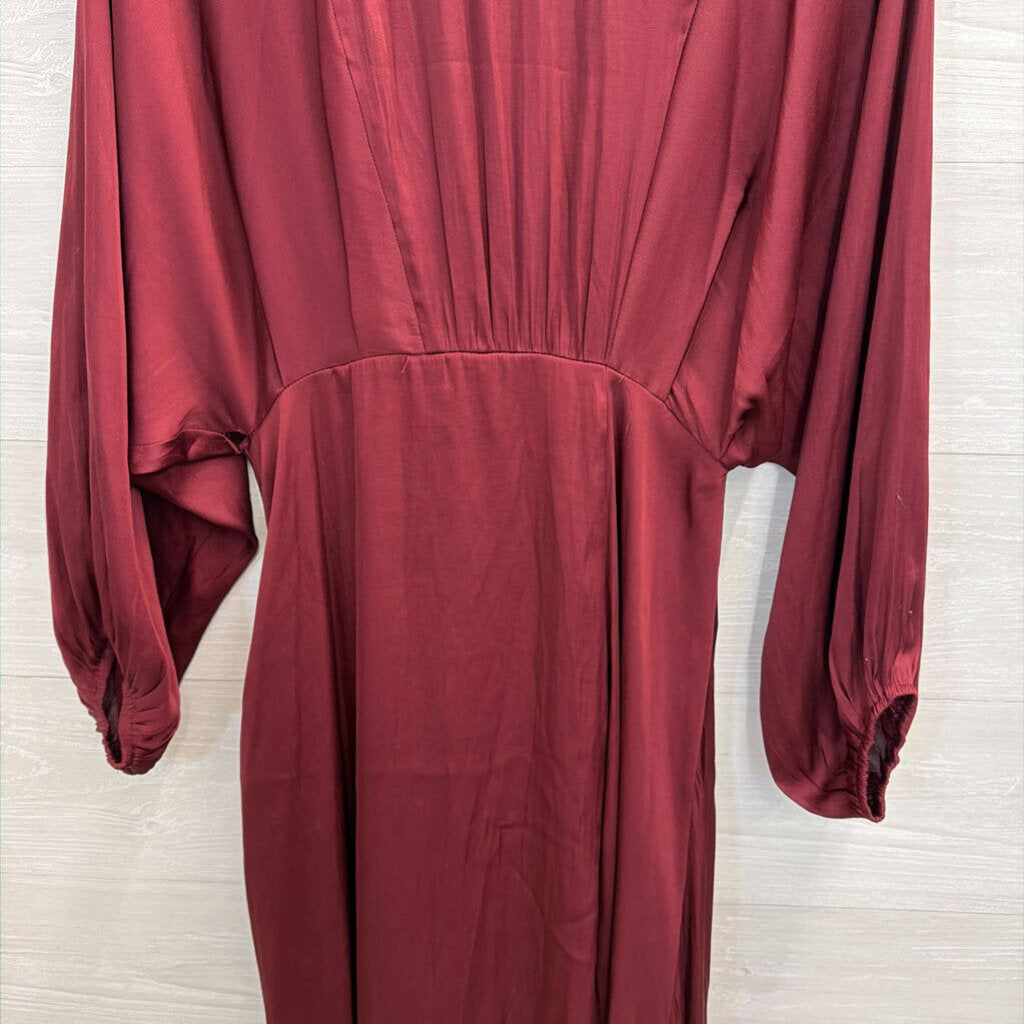 ASTR Burgundy Silky Long Sleeve Maxi Dress Medium