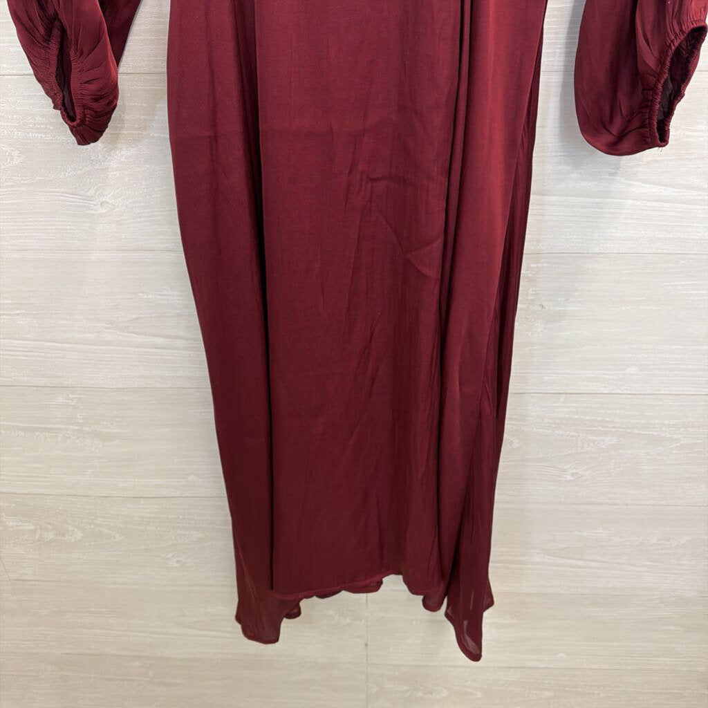ASTR Burgundy Silky Long Sleeve Maxi Dress Medium
