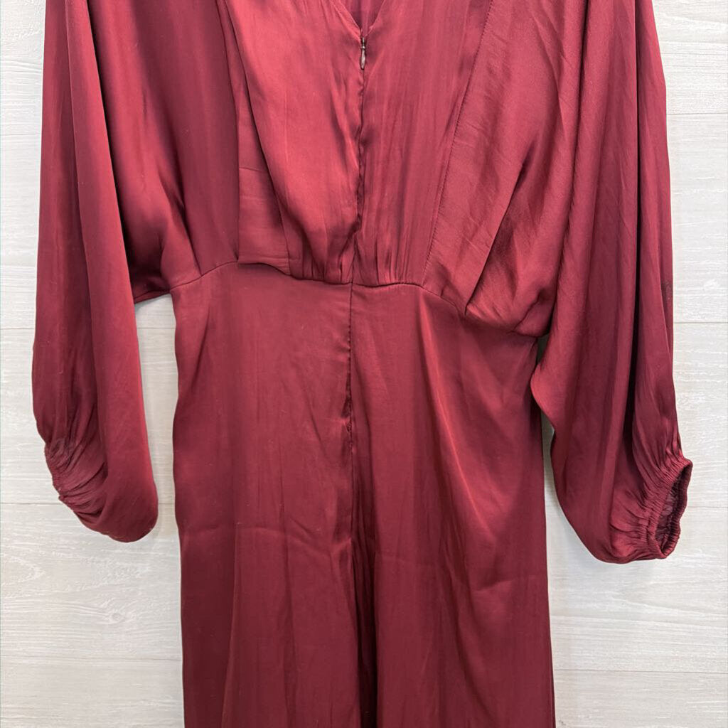 ASTR Burgundy Silky Long Sleeve Maxi Dress Medium