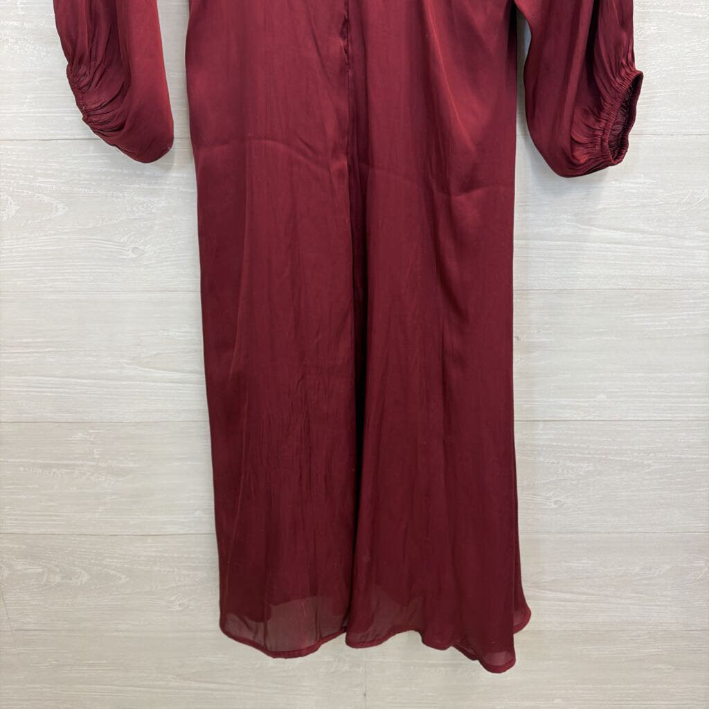 ASTR Burgundy Silky Long Sleeve Maxi Dress Medium