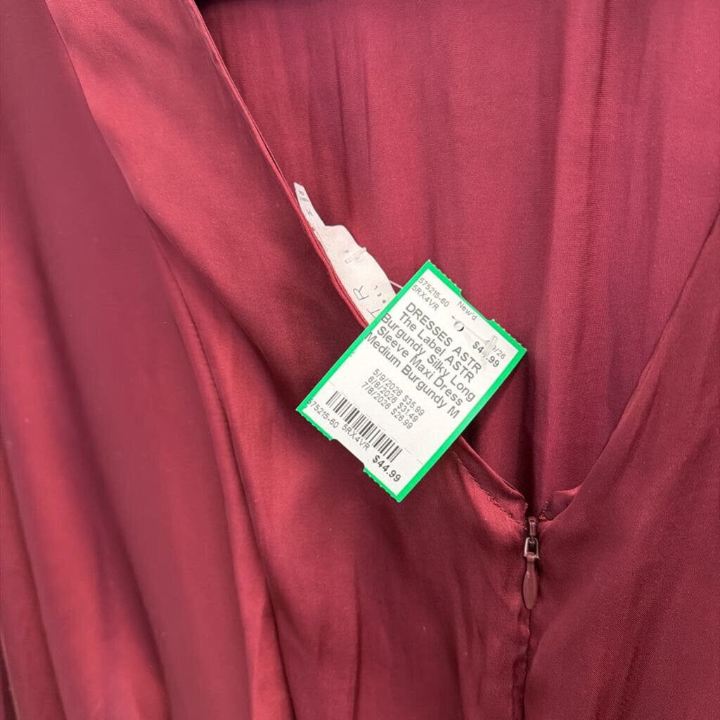 ASTR Burgundy Silky Long Sleeve Maxi Dress Medium