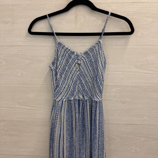 Japna Blue Print Smocked Top Maxi Dress Small