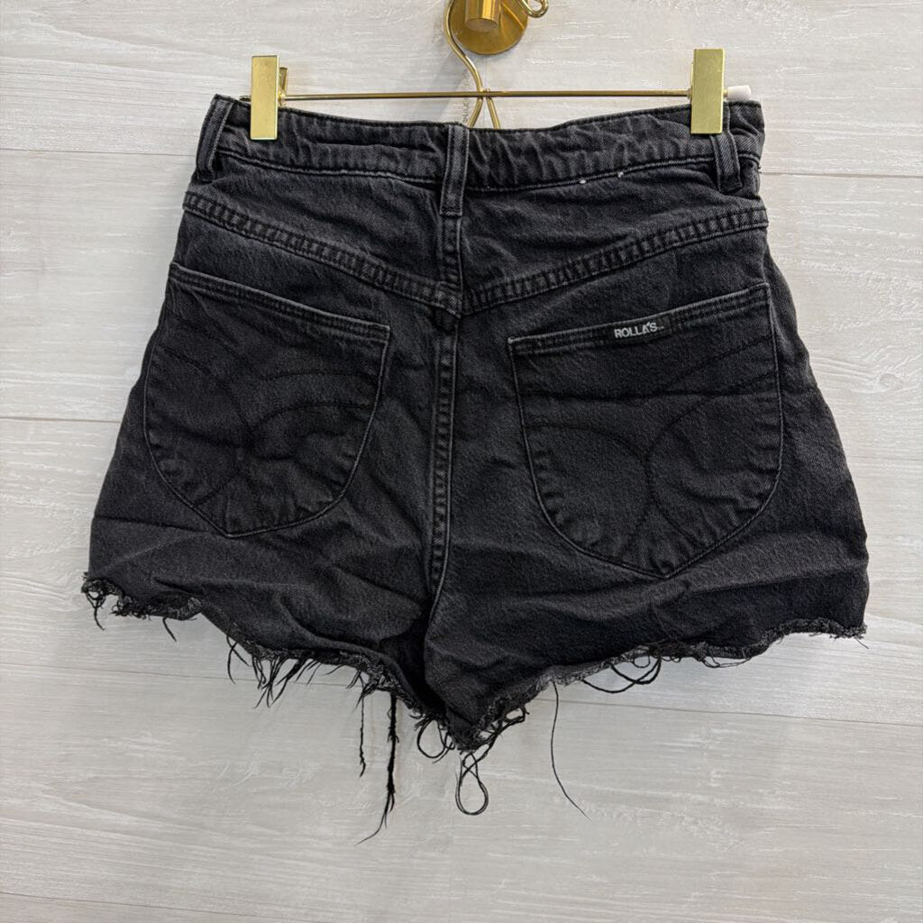 Rolla's Black Raw Hem Denim Shorts 27